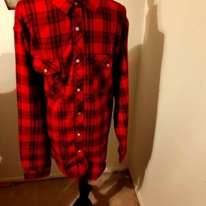 Men Red and Black plaid shirt